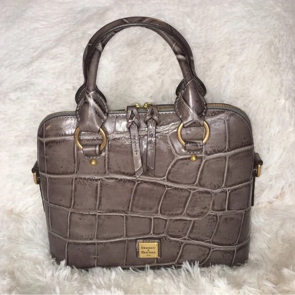 Dooney & Bourke NWOT Denison Croco Leather Cameron Satchel w/matching Wristlet - Picture 2 of 12